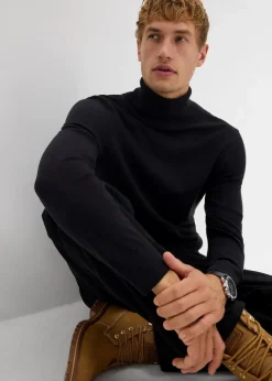 Herren bonprix Pullover & Strickjacken|Basics|Feinstrick-Rollkragenpullover mit edler Merinowolle, Slim Fit