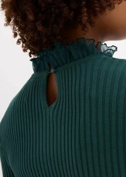 Best Feinstrick-Shirt mit Chiffon-Volants Damen Shirts & Tops|Nachhaltigere Materialien