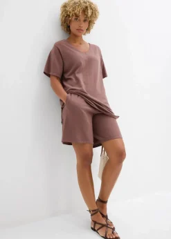 Damen bonprix Shirts & Tops|Strickmode|Feinstrickshirt mit Leinen