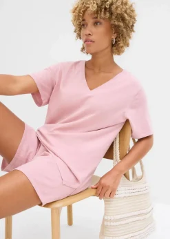 Online Feinstrickshirt mit Leinen Damen Bekleidung·Umstandsmode|Zweiteiler & Sets