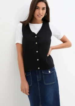 Damen bonprix Bekleidung·Umstandsmode|Bekleidung·Hosen|Feinstrick-Weste mit Knöpfen
