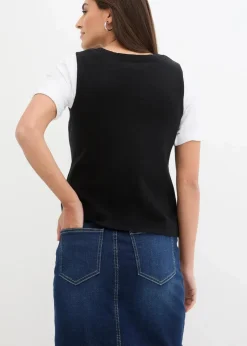 Damen bonprix Bekleidung·Umstandsmode|Bekleidung·Hosen|Feinstrick-Weste mit Knöpfen