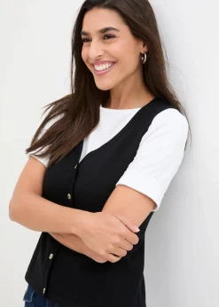 Damen bonprix Bekleidung·Umstandsmode|Bekleidung·Hosen|Feinstrick-Weste mit Knöpfen