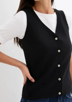 Damen bonprix Bekleidung·Umstandsmode|Bekleidung·Hosen|Feinstrick-Weste mit Knöpfen
