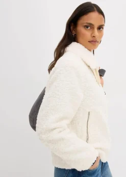 Clearance Fellimitat-Jacke aus Teddyfleece Damen Bekleidung·Hosen|Nachhaltigere Materialien