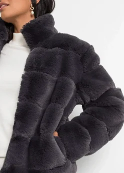 Outlet Fellimitat-Jacke mit Reißverschluss Damen Jacken & Mäntel|Bekleidung·Hosen