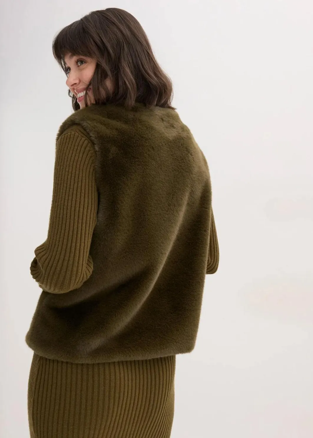 Clearance Fellimitat-Weste Damen Bekleidung·Hosen|Jacken & Mäntel