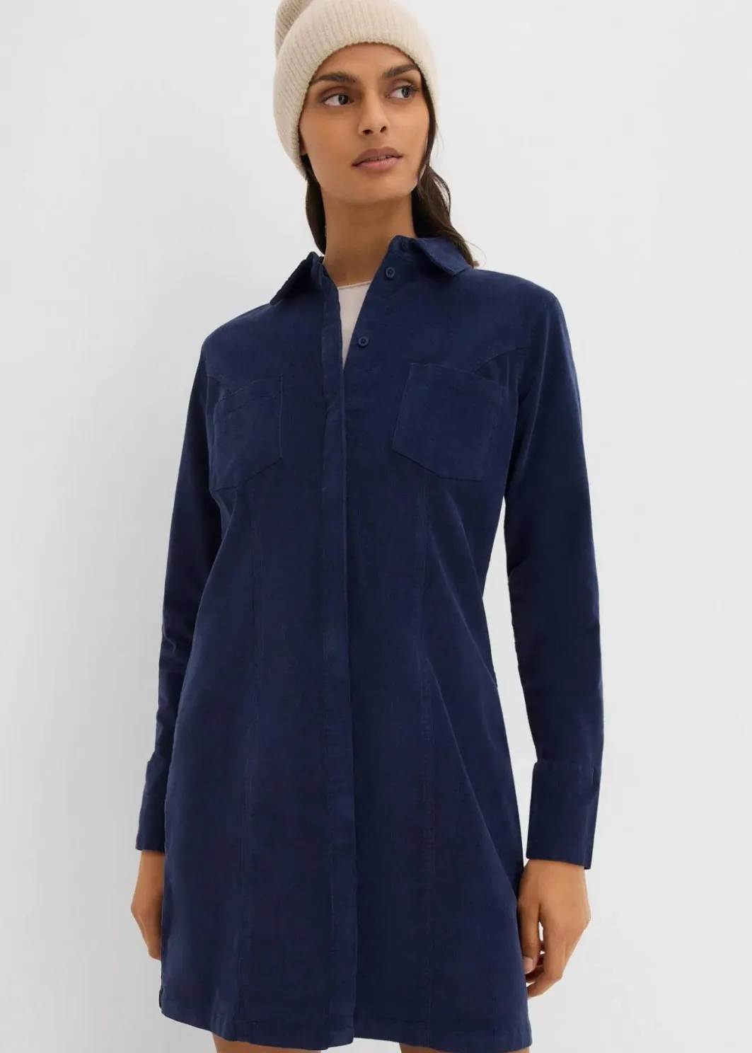 Damen bonprix Kleider|Nachhaltigere Materialien|Figurbetontes Cordkleid
