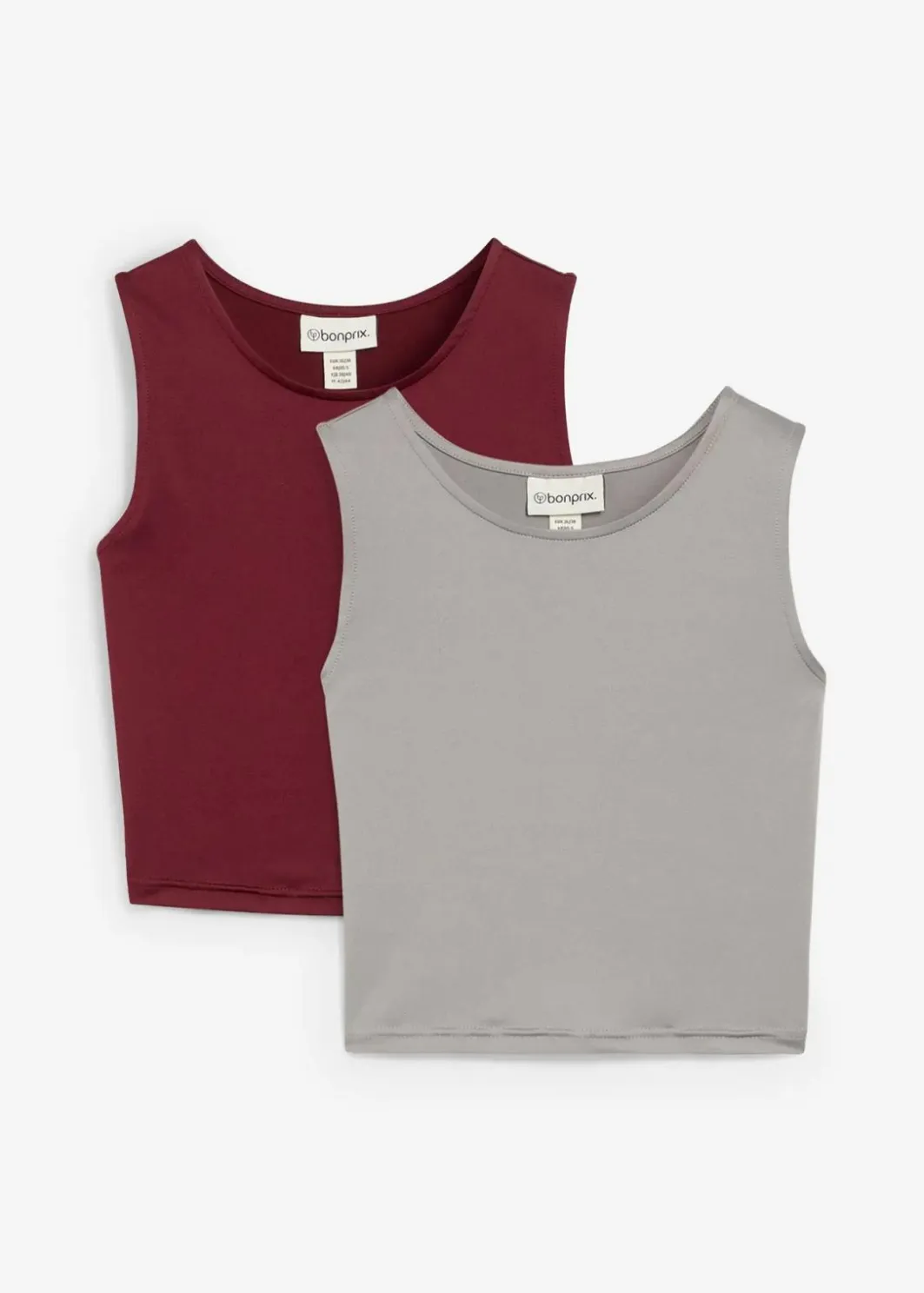 Damen bonprix Shirts & Tops|Nachhaltigere Materialien|Figurbetontes Cropped Top, Doppelpack (2-tlg. Set)