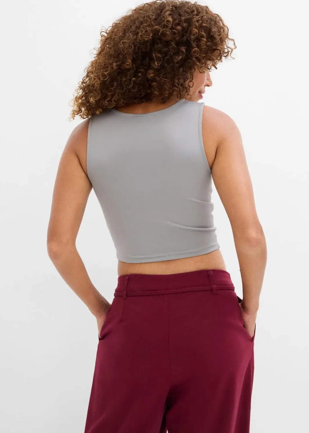 Damen bonprix Shirts & Tops|Nachhaltigere Materialien|Figurbetontes Cropped Top, Doppelpack (2-tlg. Set)