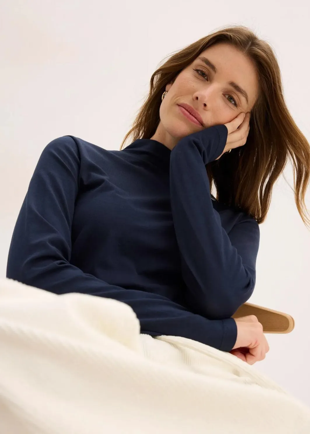 Damen bonprix Shirts & Tops|Basics|Figurbetontes Langarmshirt