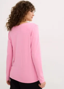 Damen bonprix Shirts & Tops|Basics|Figurbetontes Langarmshirt (2er Pack)