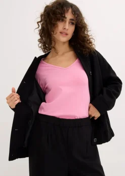 Damen bonprix Shirts & Tops|Basics|Figurbetontes Langarmshirt (2er Pack)