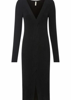 Damen bonprix Strickmode|Kleider|Figurbetontes Strickkleid mit Zopf-Detail