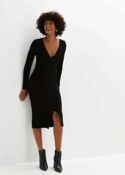 Damen bonprix Strickmode|Kleider|Figurbetontes Strickkleid mit Zopf-Detail