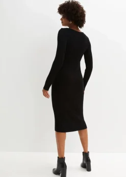 Damen bonprix Strickmode|Kleider|Figurbetontes Strickkleid mit Zopf-Detail