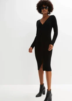 Damen bonprix Strickmode|Kleider|Figurbetontes Strickkleid mit Zopf-Detail