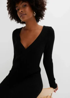 Damen bonprix Strickmode|Kleider|Figurbetontes Strickkleid mit Zopf-Detail