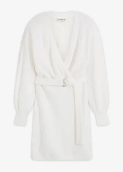 Damen bonprix Kleider|Strickmode|Figurbetontes Strickkleid mit Accessoire