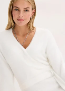 Damen bonprix Kleider|Strickmode|Figurbetontes Strickkleid mit Accessoire