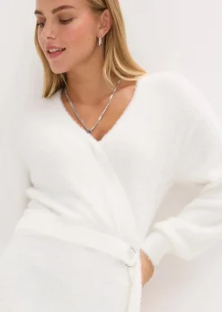 Damen bonprix Kleider|Strickmode|Figurbetontes Strickkleid mit Accessoire
