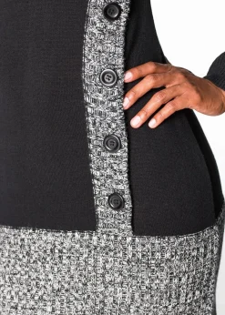 Sale Figurbetontes Strickkleid mit Schalkragen Damen Strickmode|Kleider