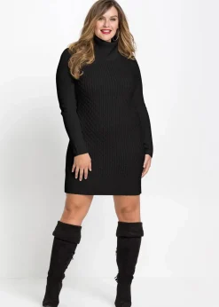 Discount Figurbetontes Strickkleid mit Rollkragen Damen Strickmode|Kleider