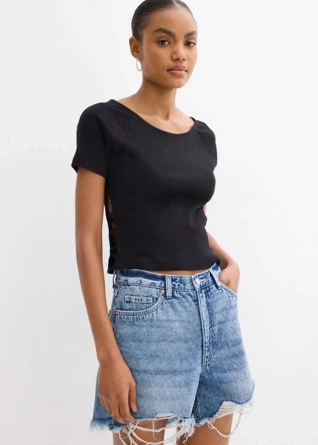 Damen bonprix Nachhaltigere Materialien|Shirts & Tops|Figurbetontes T-Shirt aus reiner Bio-Baumwolle