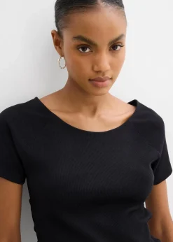 Damen bonprix Nachhaltigere Materialien|Shirts & Tops|Figurbetontes T-Shirt aus reiner Bio-Baumwolle