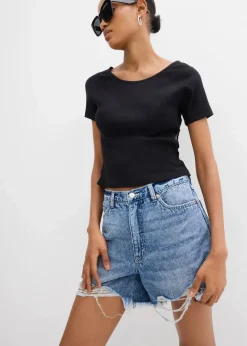 Damen bonprix Nachhaltigere Materialien|Shirts & Tops|Figurbetontes T-Shirt aus reiner Bio-Baumwolle