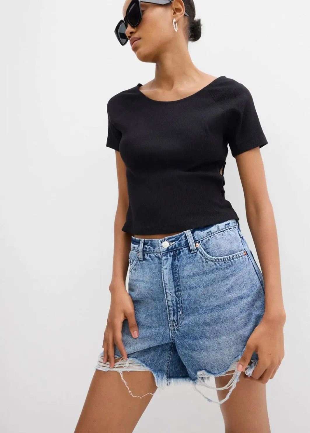 Damen bonprix Nachhaltigere Materialien|Shirts & Tops|Figurbetontes T-Shirt aus reiner Bio-Baumwolle