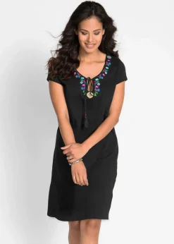 Damen bonprix Bekleidung·Pullover & Strickjacken|Kleider|Flammgarn-Jerseykleid aus reiner Baumwolle