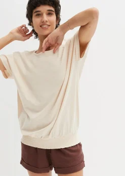 Damen bonprix Shirts & Tops|Nachhaltigere Materialien|Flammgarn-Shirt aus Bio-Baumwolle mit Smockbund