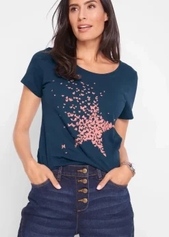 Damen bonprix Shirts & Tops|Nachhaltigere Materialien|Flammgarn-Shirt aus Bio-Baumwolle, kurzarm