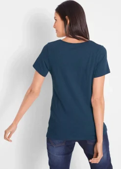 Damen bonprix Shirts & Tops|Nachhaltigere Materialien|Flammgarn-Shirt aus Bio-Baumwolle, kurzarm