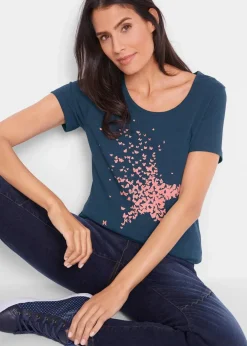 Damen bonprix Shirts & Tops|Nachhaltigere Materialien|Flammgarn-Shirt aus Bio-Baumwolle, kurzarm