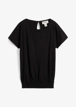 Damen bonprix Nachhaltigere Materialien|Shirts & Tops|Flammgarn-Shirt aus Bio-Baumwolle mit Smockbund