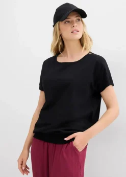 Damen bonprix Nachhaltigere Materialien|Shirts & Tops|Flammgarn-Shirt aus Bio-Baumwolle mit Smockbund