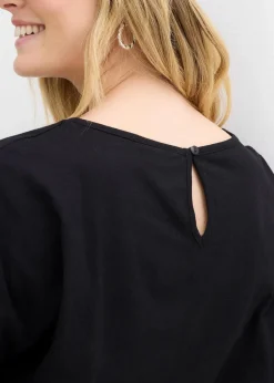 Damen bonprix Nachhaltigere Materialien|Shirts & Tops|Flammgarn-Shirt aus Bio-Baumwolle mit Smockbund