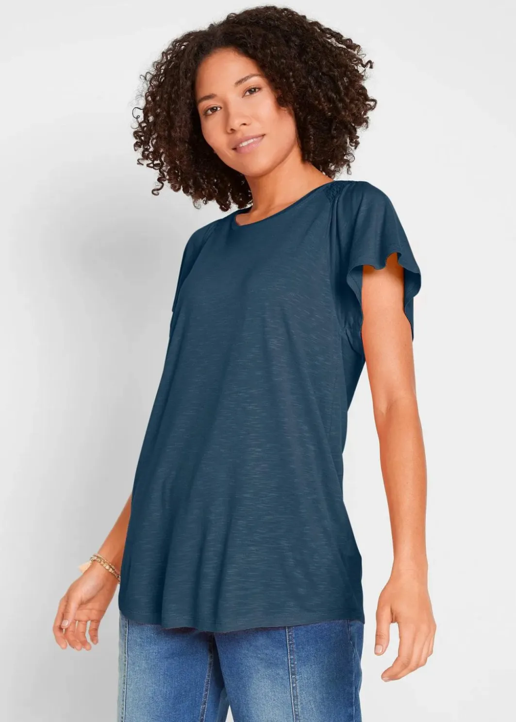 Damen bonprix Shirts & Tops|Nachhaltigere Materialien|Flammgarn-Shirt mit Flügelärmeln