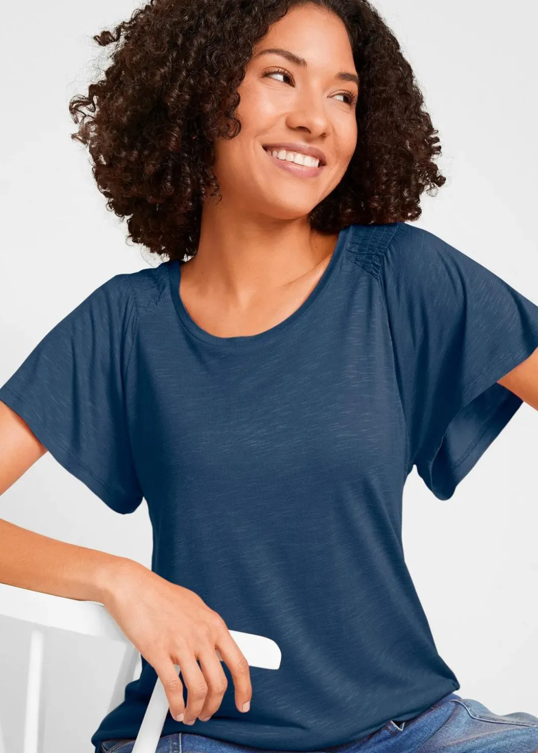 Damen bonprix Shirts & Tops|Nachhaltigere Materialien|Flammgarn-Shirt mit Flügelärmeln