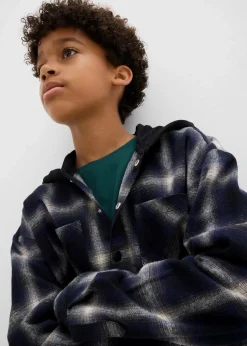 New Flanell-Langarmhemd mit Kapuze Kinder Jungen 9-16 Jahre·Anzüge & Hemden