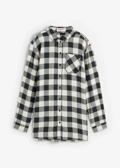 Hot Flanell-Longbluse aus reiner Baumwolle Damen Bekleidung·Jacken & Mäntel|Blusen & Tuniken