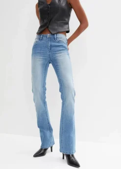 Damen bonprix Kurzgrößen|Bekleidung·Shirts & Tops|Flared Jeans Mid Waist, Stretch