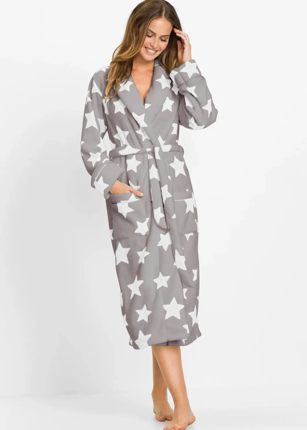 Damen bonprix Wäsche·Bademäntel|Nachhaltigere Materialien|Fleece Bademantel