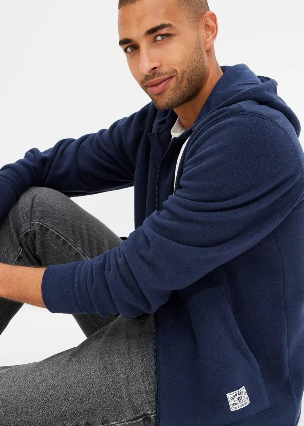 Herren bonprix Große Größen|Thermobekleidung|Fleecejacke mit Kapuze und aufgesetzten Taschen