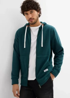 Herren bonprix Sweat|Jacken & Mäntel|Fleecejacke mit Kapuze und aufgesetzten Taschen