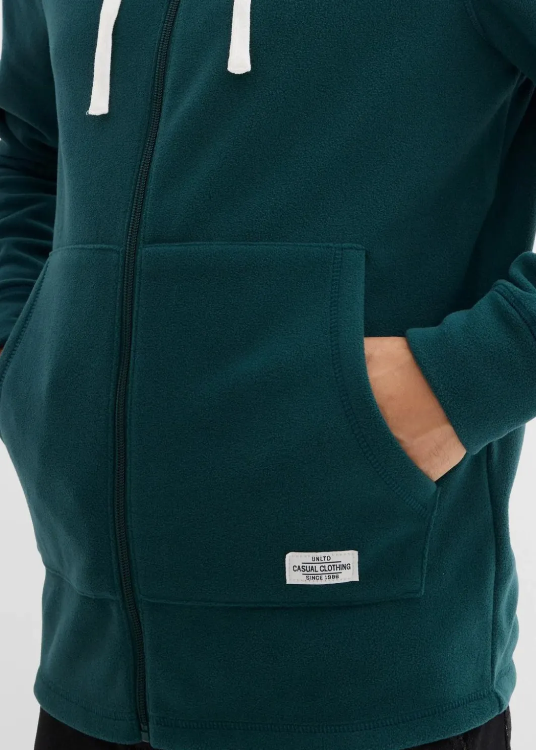 Herren bonprix Sweat|Jacken & Mäntel|Fleecejacke mit Kapuze und aufgesetzten Taschen