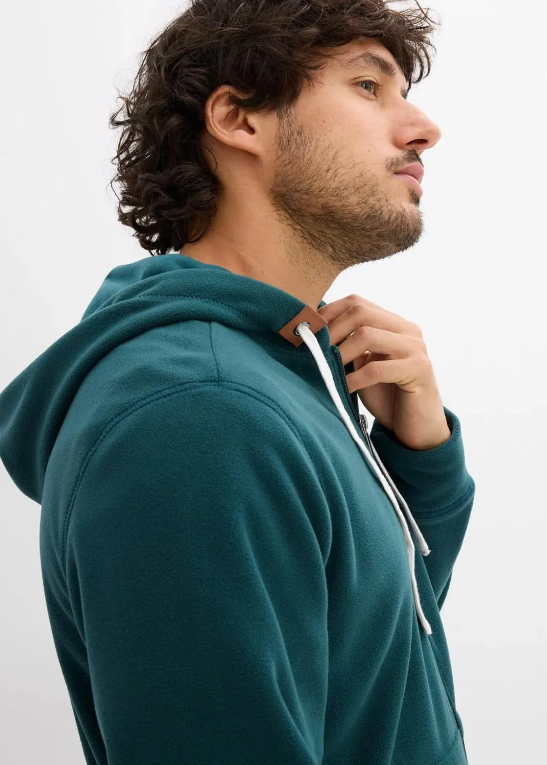 Herren bonprix Sweat|Jacken & Mäntel|Fleecejacke mit Kapuze und aufgesetzten Taschen