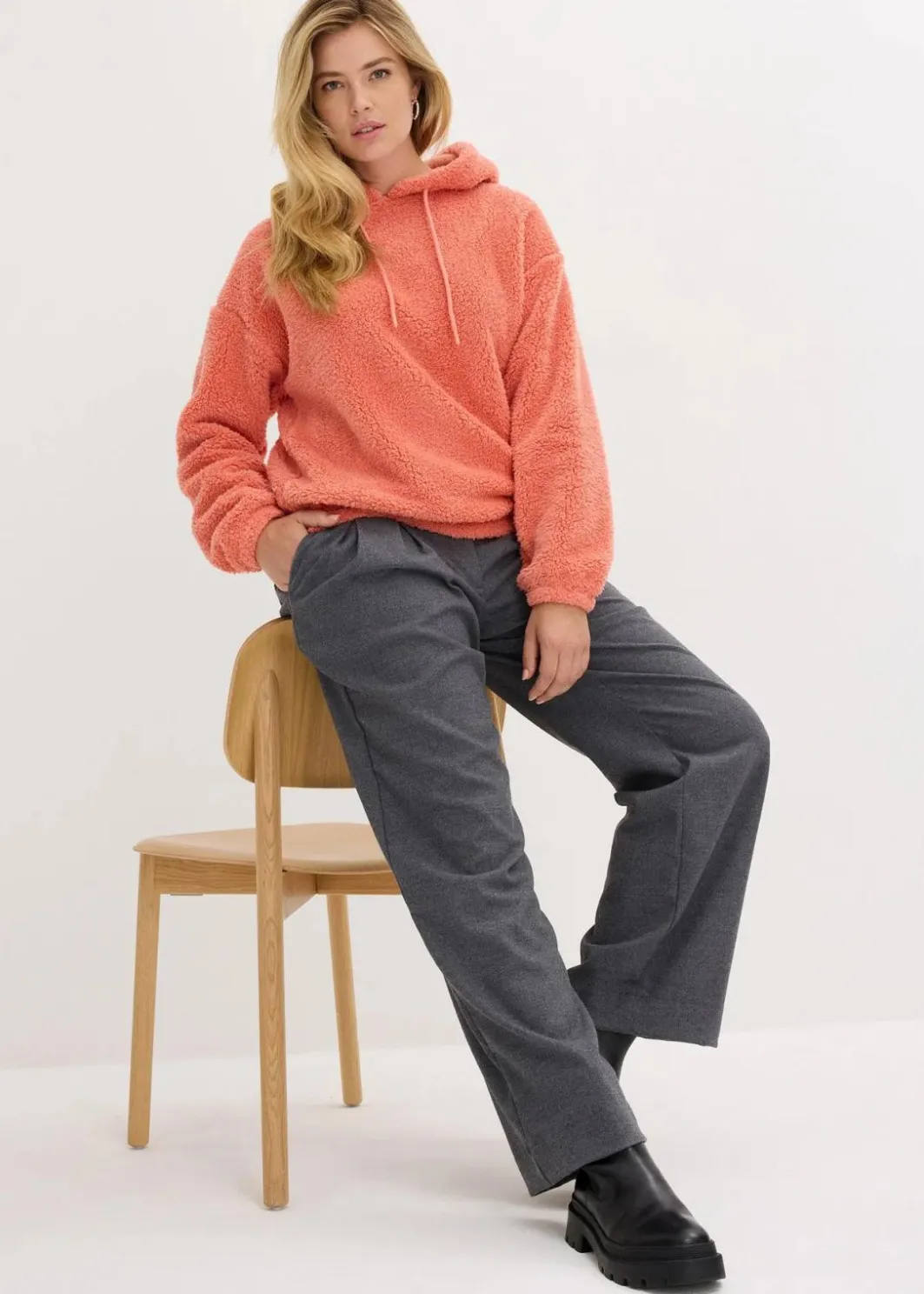 Fleeceshirt aus Teddy Damen Nachhaltigere Materialien|Sweat